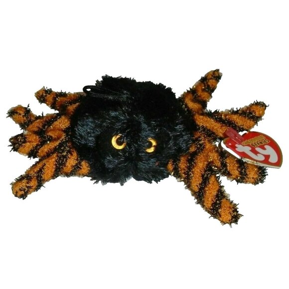 Ty Beanie Babies Halloweenie Beanies Creeps Spider Plush Toy Black Ornament NEW - Picture 1 of 9